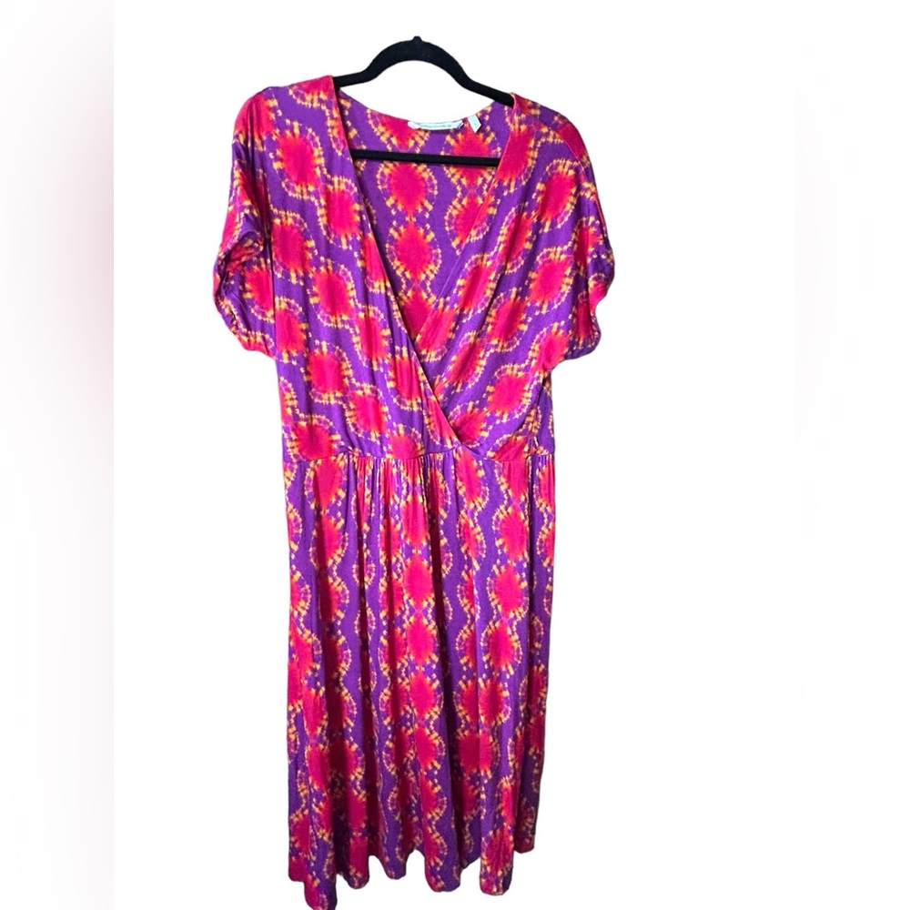 Soft Surroundings Size Large Kaveri Dress Abstract Sleeveless Purple V-Neck